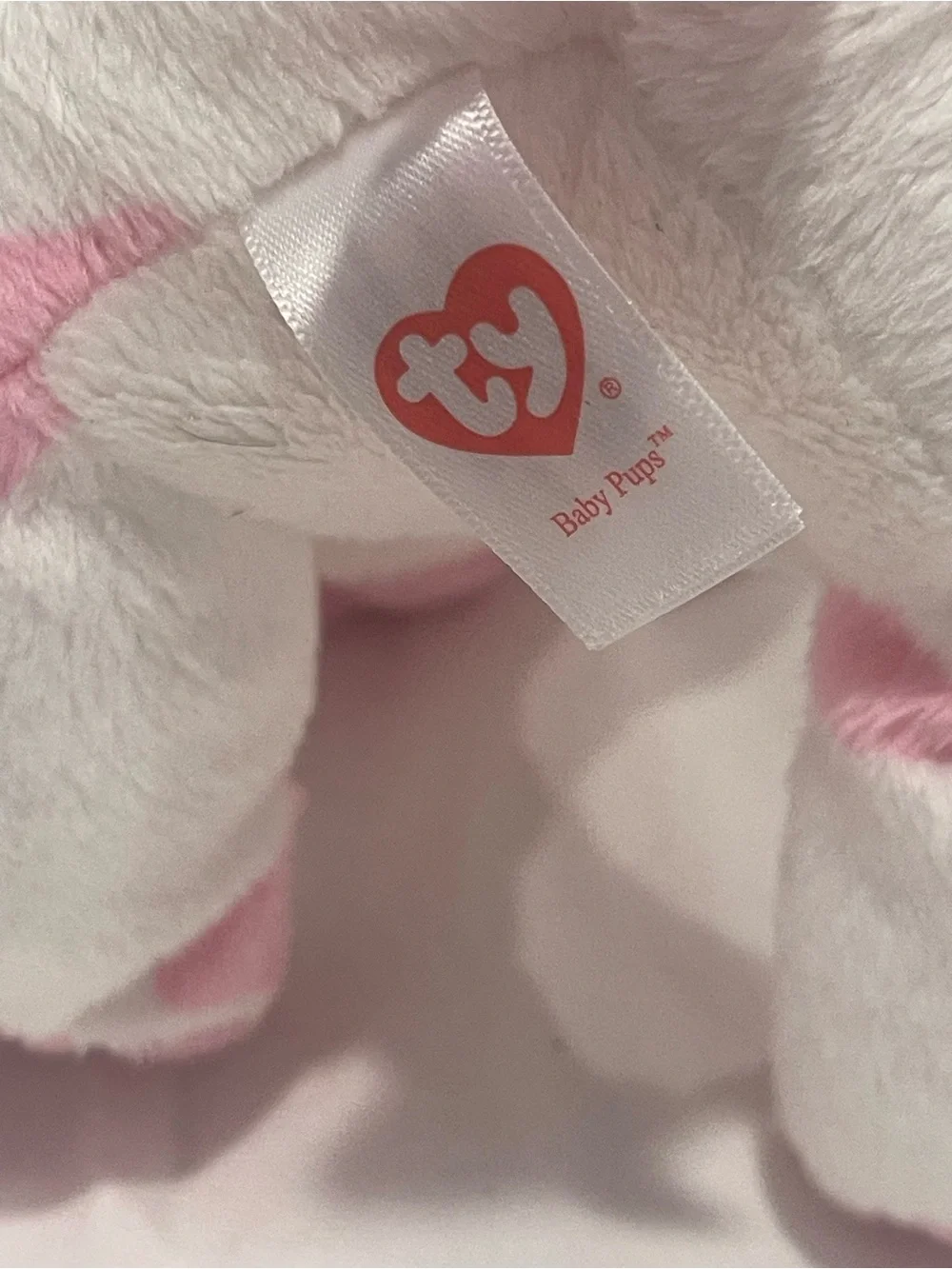 Ty White and Pink Plush Puppy Dog Toy